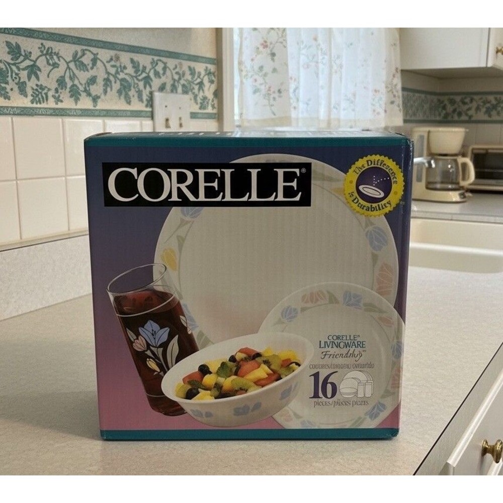 Corelle Livingware Friendship 16 Pc Dinnerware Set Vintage Sealed USA Vtg 1999